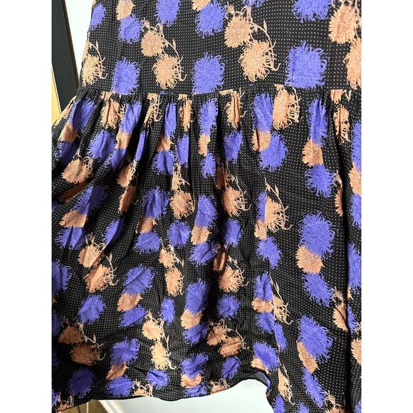HOFMAN COPENHAGEN Purple Black Floral Elise Print Ruffles Mini Dress Size 42 - Picture 10 of 14